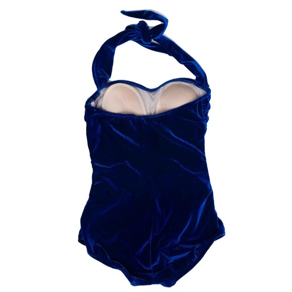 Retro Velvet Swimsuit Bodysuit-1950s style Pinup - Picture 3 of 3